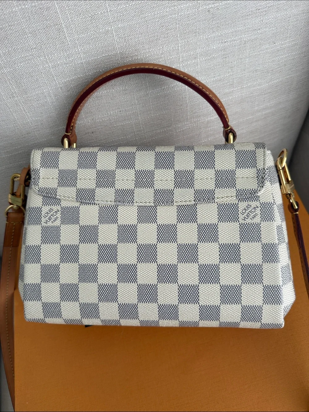 Louis Vuitton Croisette Damier Azur Canvas  Crossbody Bag in Cream With COA